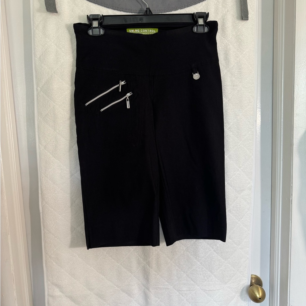 Women's Black Shorts with Zipper Details